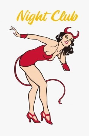 Retro Dancing Girl at Night Club - Desenho de pin ups