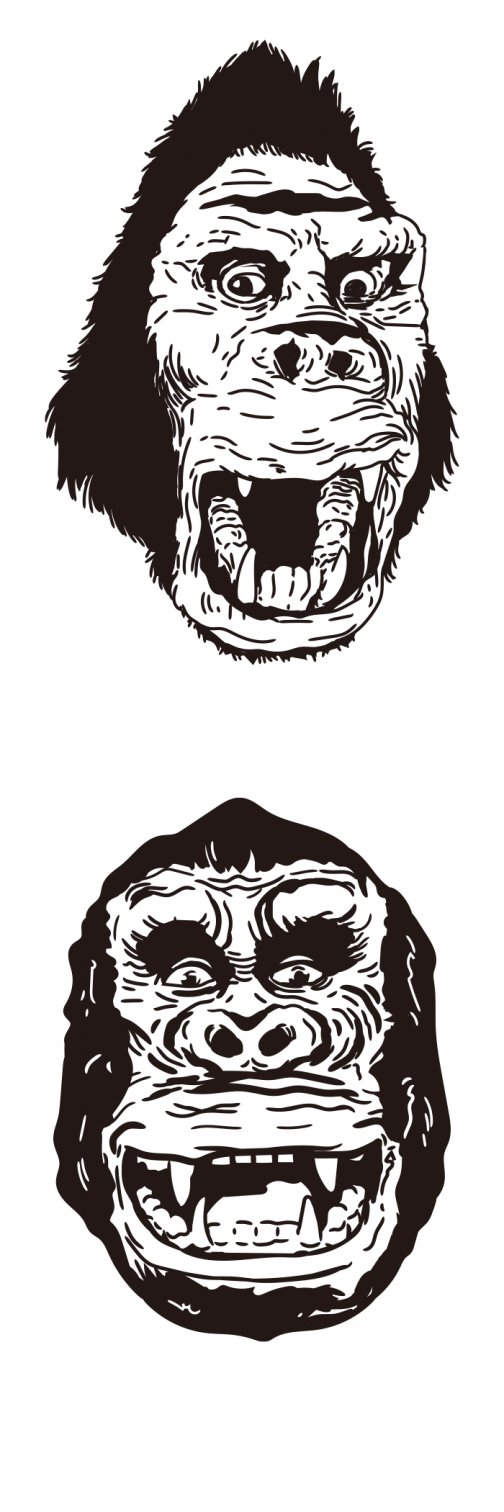 Set de dos kongs / gorilas / Dibujo de película clásica