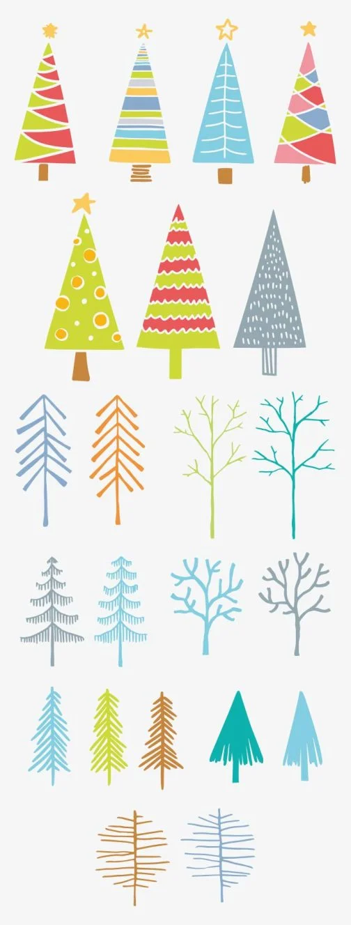Набор скандинавской елки и зимнего дерева / Рисунок