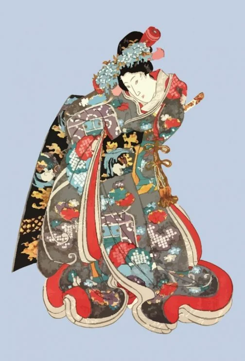 Kimono-Dame Japanisches Ukiyo-e von Utagawa Kuniyoshi