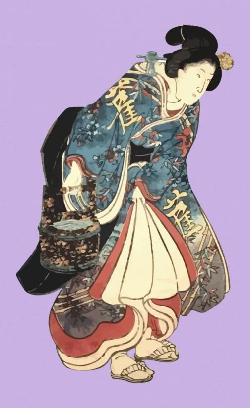 Kimono-Dame Japanisches Ukiyo-e von Utagawa Kuniyoshi