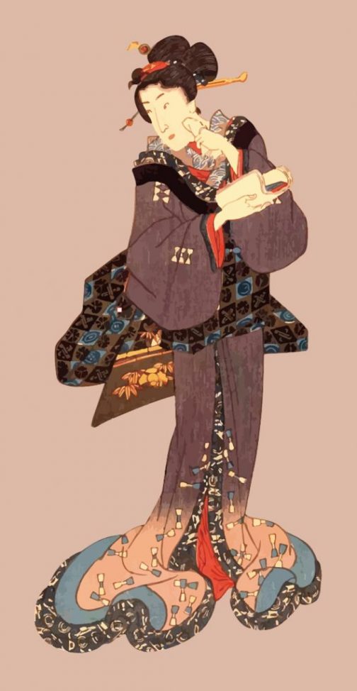 Kimono dame Japanse Ukiyo-e door Utagawa Kuniyoshi