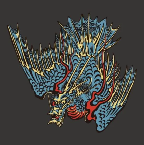 Dragão Voador Ukiyo-e japonês por Utagawa Kuniyoshi