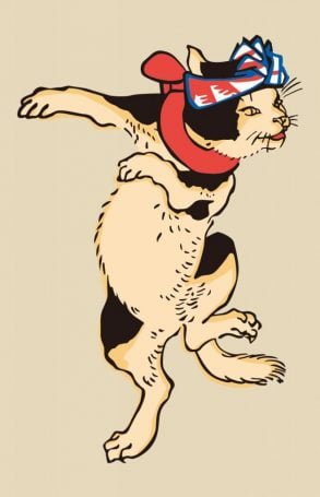 Ukiyo-e dancing cat  by Utagawa Kuniyoshi