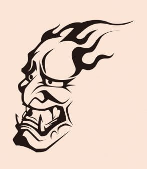 Hannya (Yokai / Geist)/ Eifersucht und Groll auf das Gesicht einer Frau