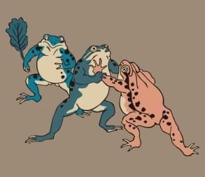Ukiyo-e Frog sumo wrestling  by Utagawa Kuniyoshi