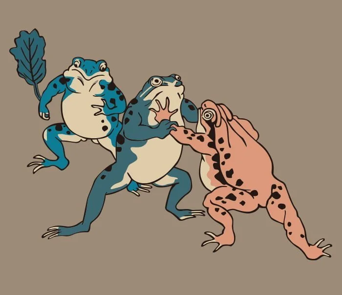 歌川国芳の浮世絵「蛙相撲」イラスト | ai illustrator file | US$5.00