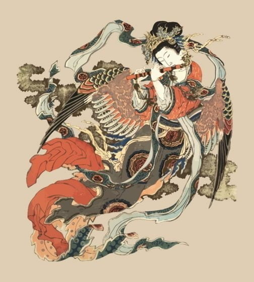 A Deusa Tengu Ukiyo-e japonesa por Katsushika Hokusai