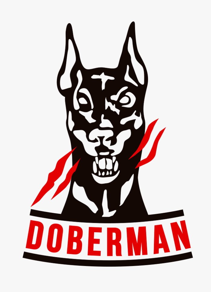 Premium Vector | Doberman logo design for branding and business blue and  green