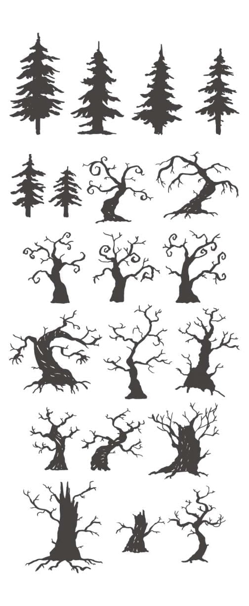 Horror wood silhouette set  / Drawing