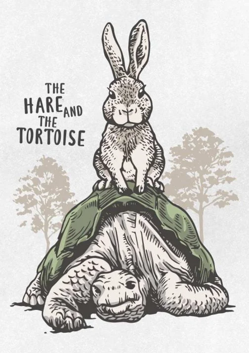 กระต่ายกับเต่า / ภาพวาด