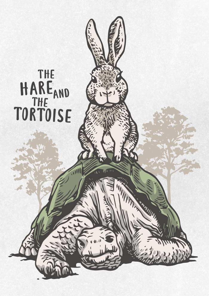 The Hare And The Tortoise Drawing Ai Illustrator File Us 5 00 Each Ai Png File