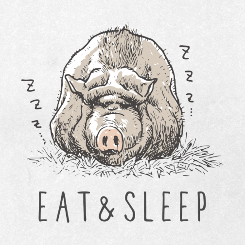 Eat and sleep to become a pig / Drawing