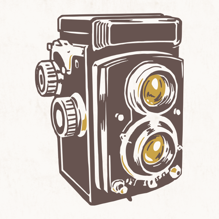Twin lens reflex (macchina fotografica antica) / Disegno, ai illustrator  file, US$5.00 each