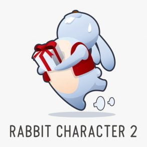 Rabbit rushing with a present / Drawing