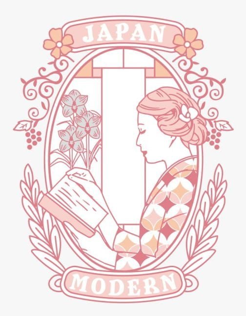 Ретро-эмблема японской женщины 01 / Рисунок