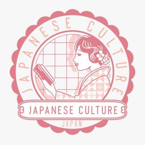 Japanese woman retro emblem 01 / Drawing