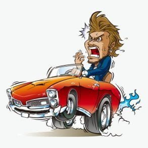 Homem engraçado em um carro / Desenho