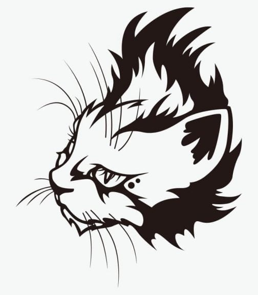 Породная кошка в стиле ирокез / Рисунок