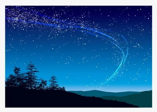 Starry night landscape painting / Drawing