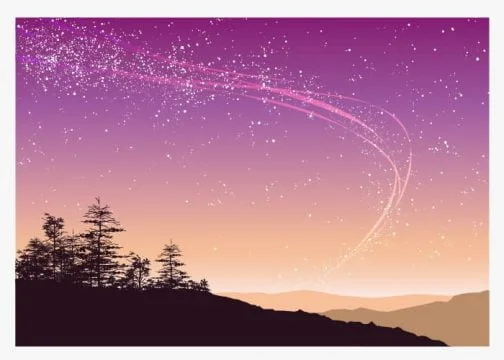Starry night landscape painting / Drawing