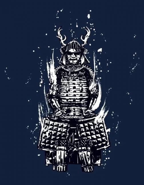 Overall image of samurai wearing armor / Drawing