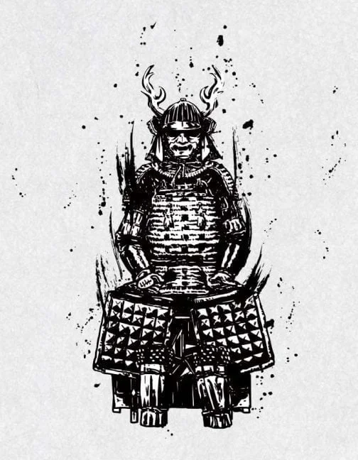Overall image of samurai wearing armor / Drawing