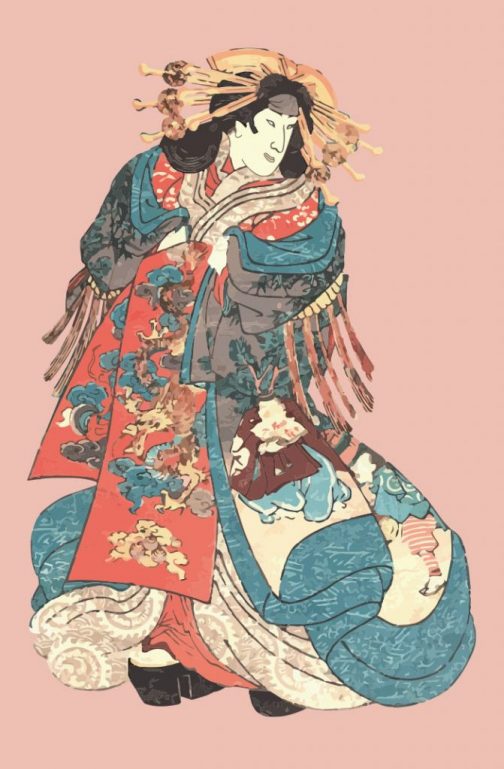Kimono Ukiyo-e japonês por Utagawa Kuniyoshi