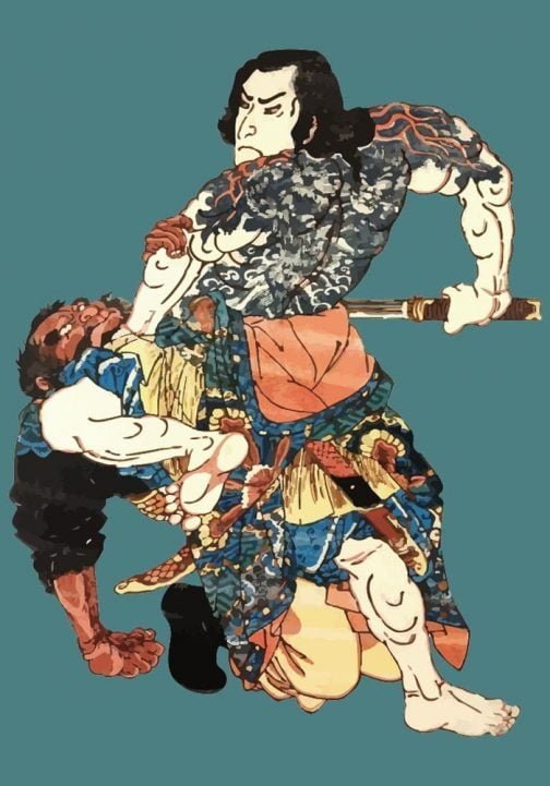 Héros / Kyumonryu Shishin / Ukiyo-e japonais par Utagawa Kuniyoshi