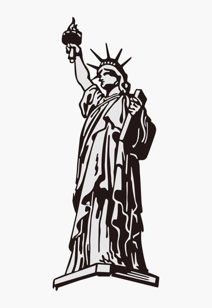 Nueva York - Cartel de la estatua de la libertad - dibujo | ai illustrator  file | US$ each | Ai & PNG File