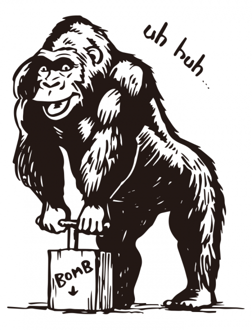 Gorilla che spinge l'interruttore della dinamite / Disegno