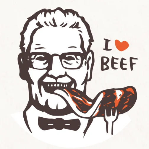 Uncle eating beef / Drawing
