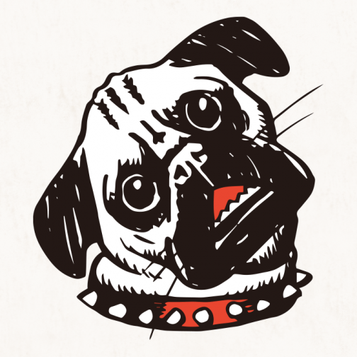 Pug holding his neck / Drawing