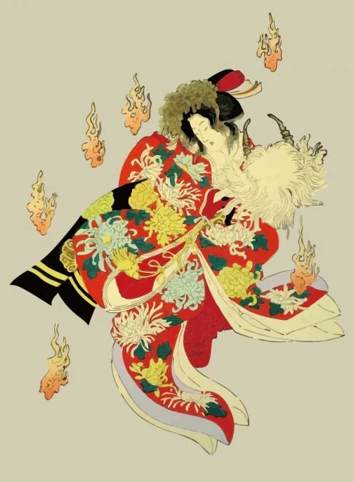 Fantasma / Yokai Ukiyo-e japonés de Tukioka Yokutoshi