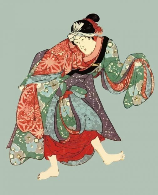 Kimono-Dame Japanisches Ukiyo-e von Utagawa Kuniyoshi