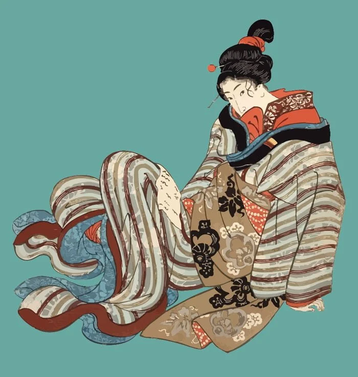 着物美人 歌川国芳の浮世絵 イラスト | ai illustrator file | US$5.00