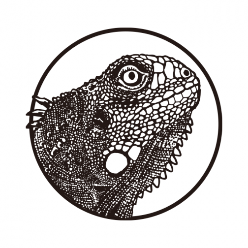 Grüner Leguan Gesicht Logoentwurf / Zeichnung