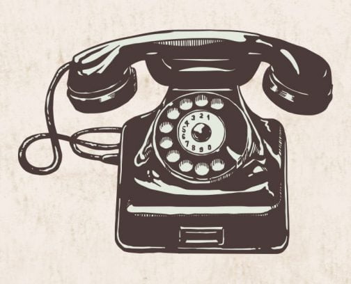 Retro klassisches antikes Telefon / Zeichnung