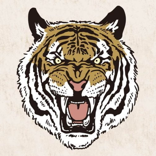 Blaffende tijger - Tekening
