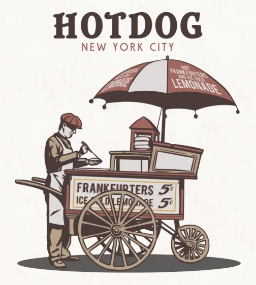 Retro hot dog shop in New York 02 / Drawing