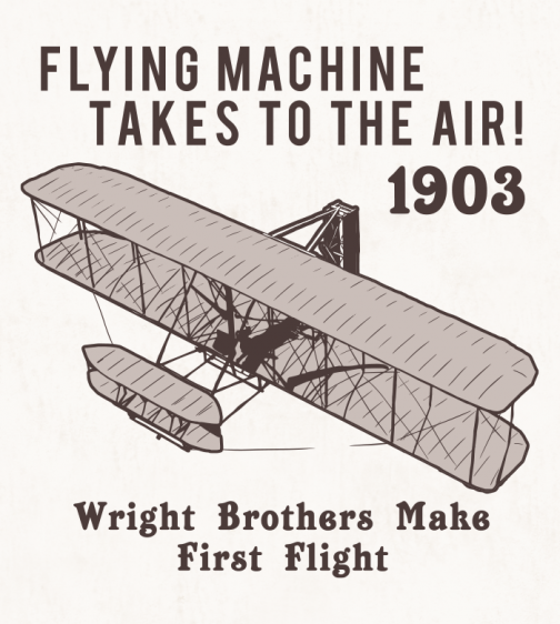 Flugzeug der Gebrüder Wright (Light Flyer 2) / Zeichnung
