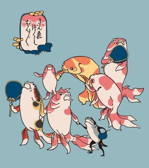 A série Ukiyo-e japonesa de peixes dourados Kuniyoshi por Utagawa Kuniyoshi