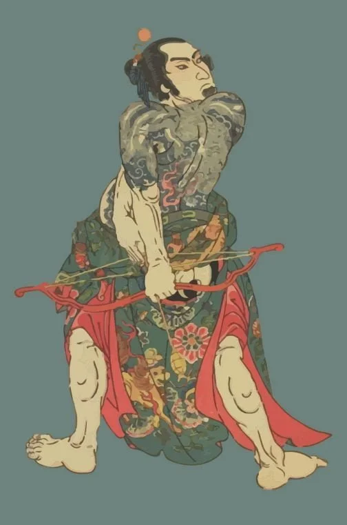 Eroi / Kyumonryu Shishin / Ukiyo-e giapponese di Utagawa Kuniyoshi