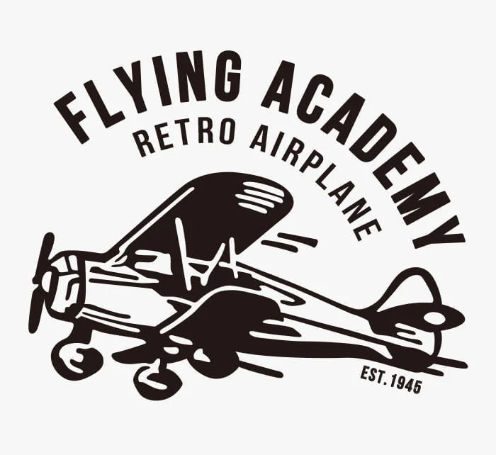 diagonaal Wirwar Immuniteit Flying Academy Retro Vliegtuig | ai illustrator file | US$5.00 each | Ai &  PNG File