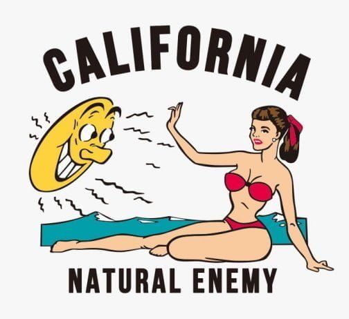 रेट्रो कैलिफ़ोर्निया / गर्ल सनबर्न / प्राकृतिक शत्रु लोगो