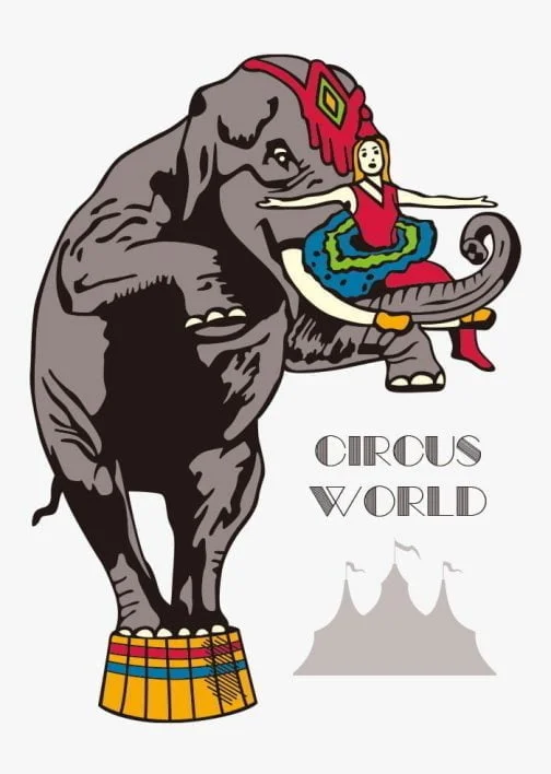 Mondo del circo / Donna con logo dell'elefante