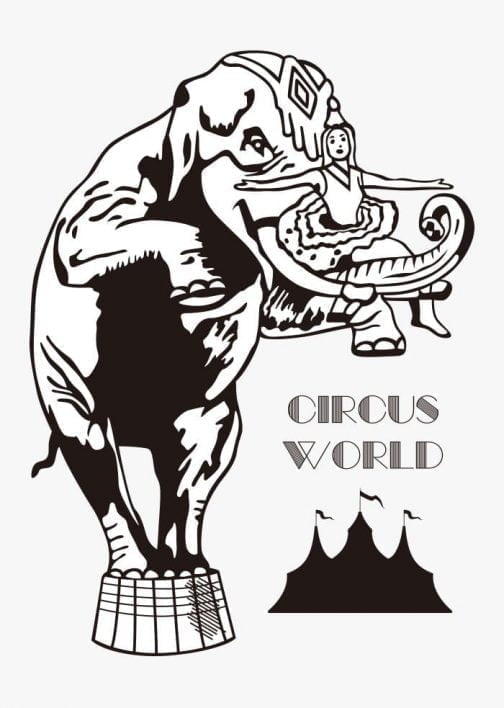 Mondo del circo / Donna con logo dell'elefante
