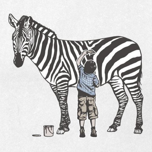Chłopiec malujący z zebrą / Rysunek