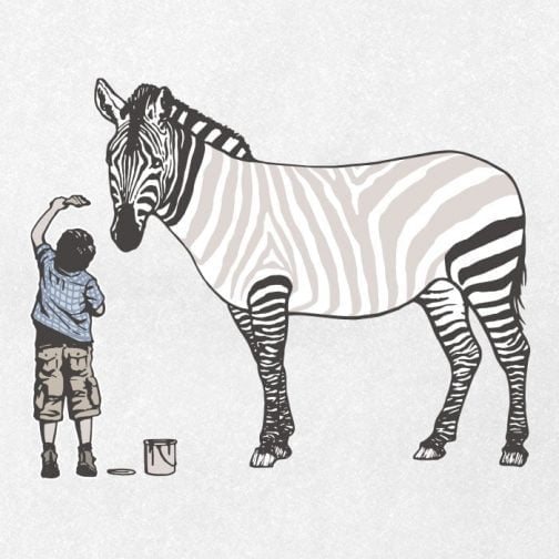 Boy painting with zebra / Drawing