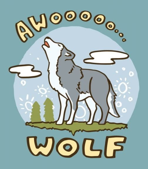 Wolfsgeheul in einer Vollmondnacht / Zeichnung